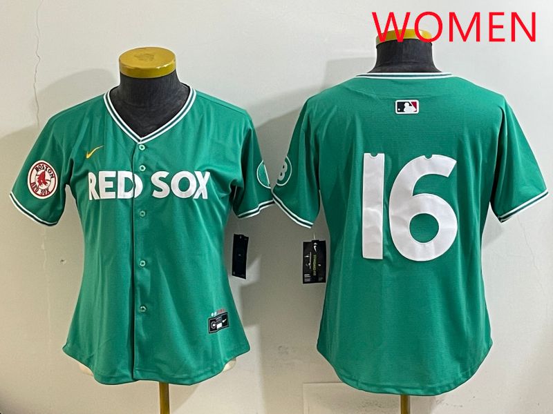 Women Boston Red Sox #16 No Name Green Joint Name Nike 2025 MLB Jersey style 8->women mlb jersey->Women Jersey